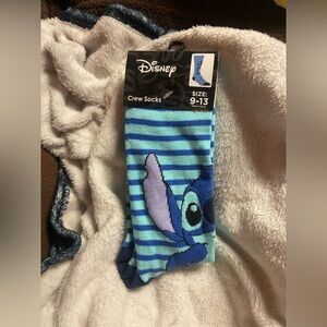 Disney Blue and Purple Stitch Crew Socks